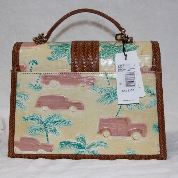 BRAHMIN Hallie Satchel Honey Brown Copa Cabana Leather Purse - Picture 4 of 7